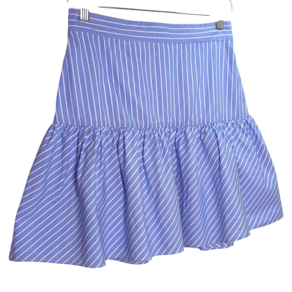 Fame and Partners 100% Cotton Striped Ruffle Hem Mini Skirt SZ 6